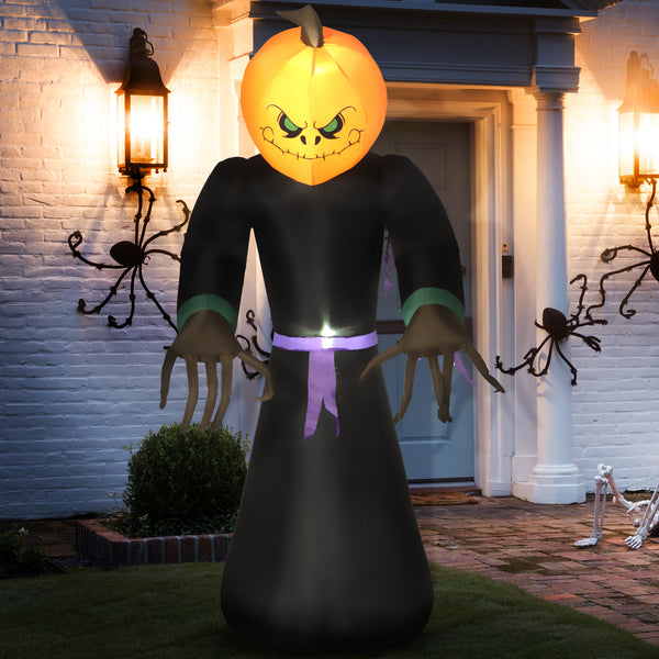 Homcom 7ft Halloween Inflatable Decoration Pumpkin Reaper Outdoor LED Display