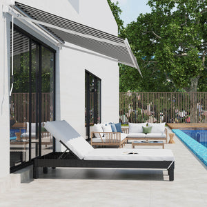 Double reclining wicker chaise longue, cream white