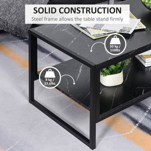 2-Tier Coffee Table with Storage Shelf Black