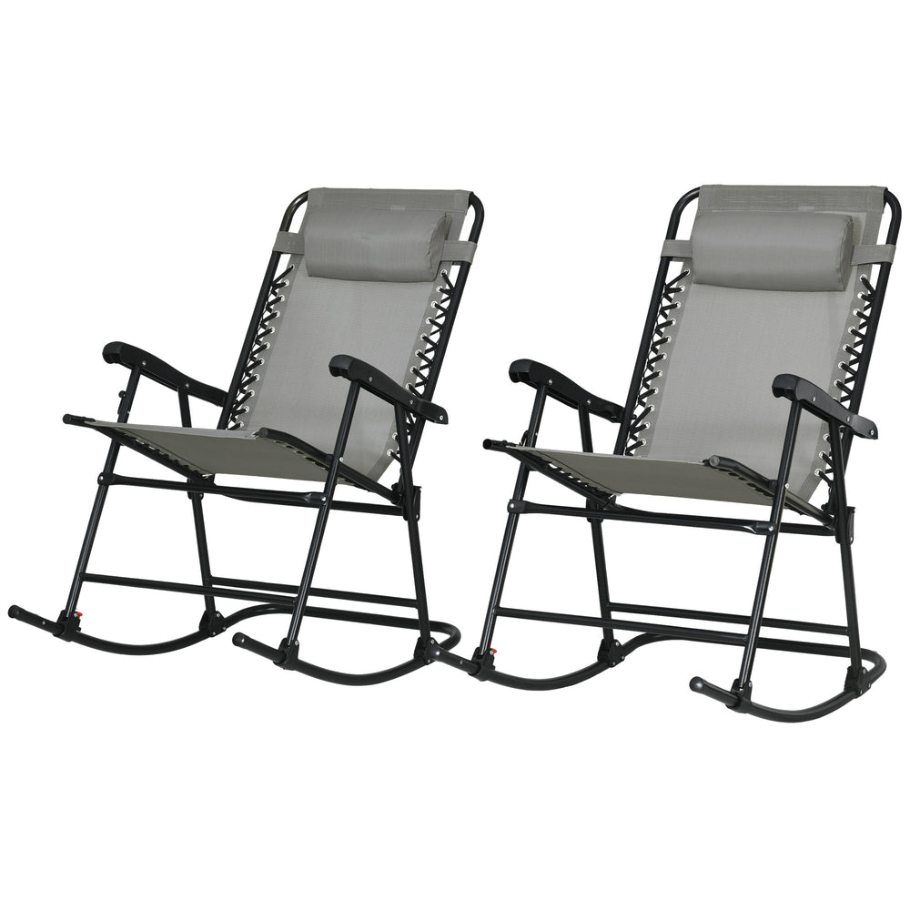 Set of 2 folding rocking chairs, grey