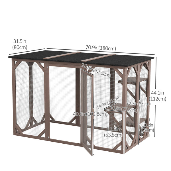 Cat enclosure with waterproof roof, multi-level platforms and lock