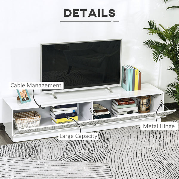 Illuminated TV stand for TVs up to 75 inches, glossy white