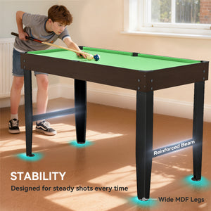 Miniature billiard table with 2 cues, 16 balls, 2 pieces of chalk, triangle, brush, green