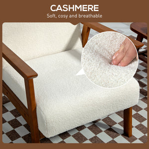 Accent chair with wide seat and thick padding, white