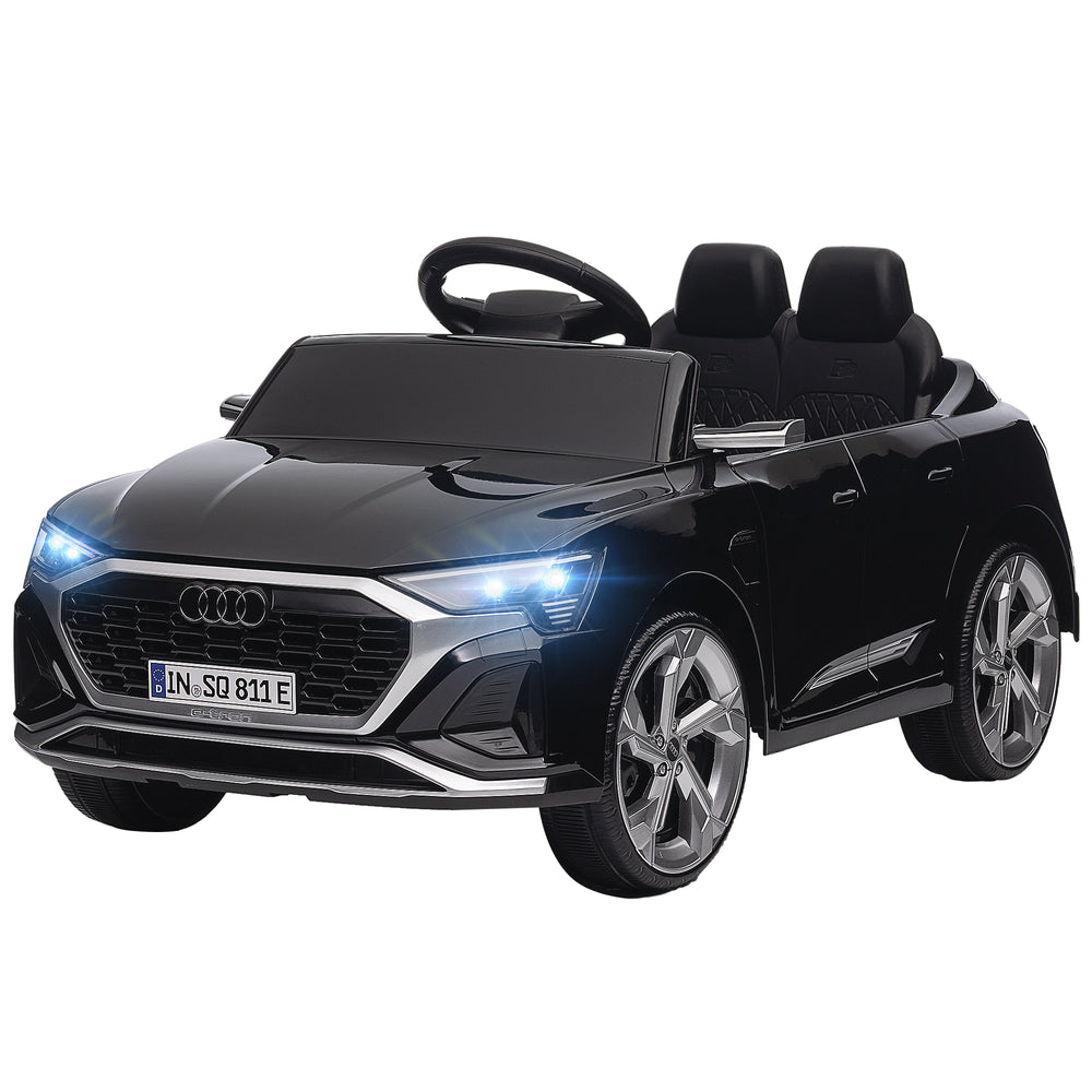 Voiture électrique 12 V pour enfants, Audi Q8 E-Tron Sportback noire, sous licence officielle, avec télécommande parentale et design réaliste