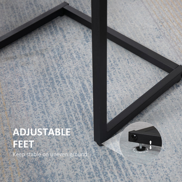 Set of 3 C-Shaped Nesting Side Tables with Steel Frame, Rustic Brown