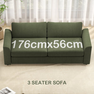Canapé 3 places, 83,5 po, moderne, rembourré avec ressorts ensachés et 2 coussins d'appoint pour salon, vert