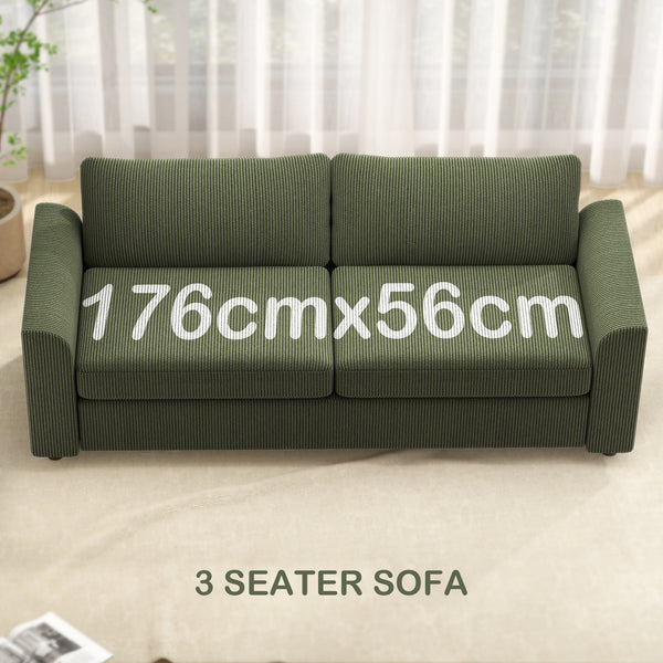 Canapé 3 places, 83,5 po, moderne, rembourré avec ressorts ensachés et 2 coussins d'appoint pour salon, vert