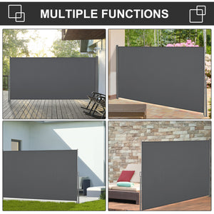 Folding and retractable side awning, light grey