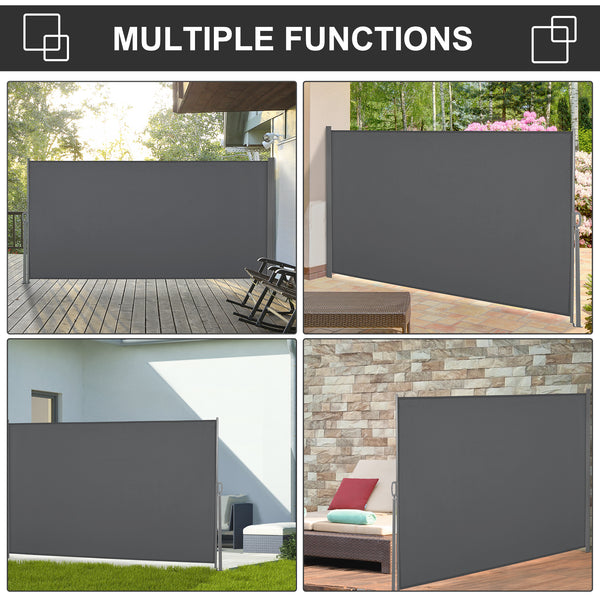 Folding and retractable side awning, light grey
