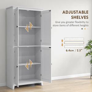 72" Freestanding Storage Cabinet with Doors and Shelves, White
