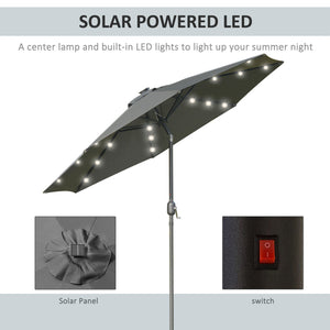 8.8-foot sun umbrella with 24 LED lights, tiltable canopy, anthracite grey 
