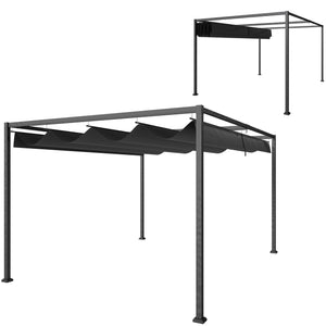 7 x 10 patio pergola with retractable canopy, black