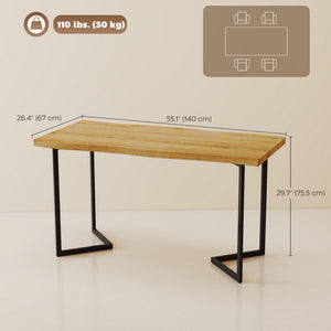 55" dining table with thick top, oak effect and black