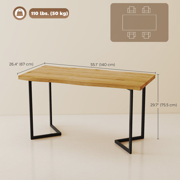 55" dining table with thick top, oak effect and black