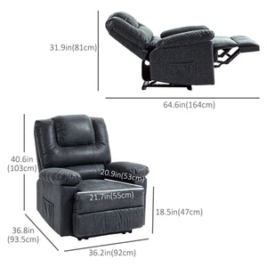 Manual Recliner Chair in Faux Leather, Black
