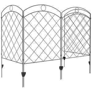 Set of 4 decorative fence panels, black