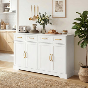 55" White 4-Door, 4-Drawer Buffet