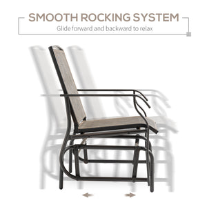 Set of 2 Outdoor Rocking Chairs, Breathable Mesh Fabric, Steel Frame, Dark Brown