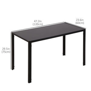 Rectangular kitchen table for 2 to 4 people with tempered glass top, black