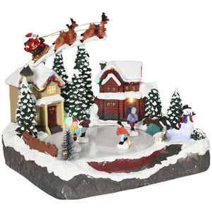 Christmas Village with Santa's Skating Pond Animated with Multi-Colored LED Light