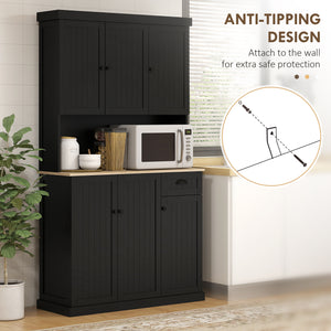 Pantry with microwave oven stand, black