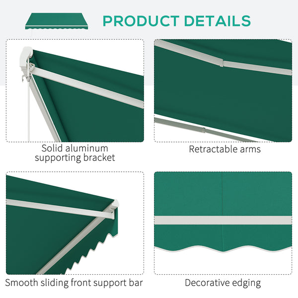 Electric awning 12.8 x 9.8 with remote control, green 