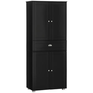 Modern storage unit with 4 doors and 3 adjustable shelves, black