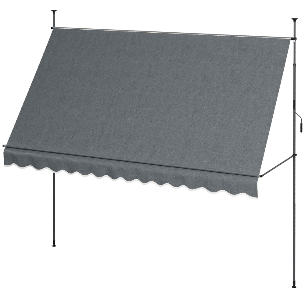 11.5 x 3.9 ft manually operated retractable awning, dark grey 