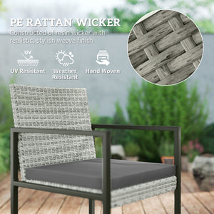 9-Piece Wicker Patio Dining Set with 4 Armchairs, 4 Stools, Tempered Glass Top, Removable Cushions, Light Gray