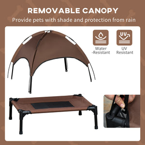Cooling Elevated Dog Bed with Canopy, Coffee