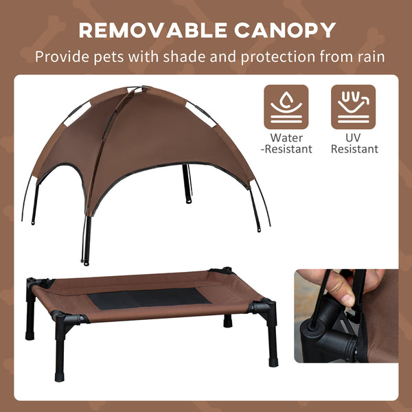 Cooling Elevated Dog Bed with Canopy, Coffee