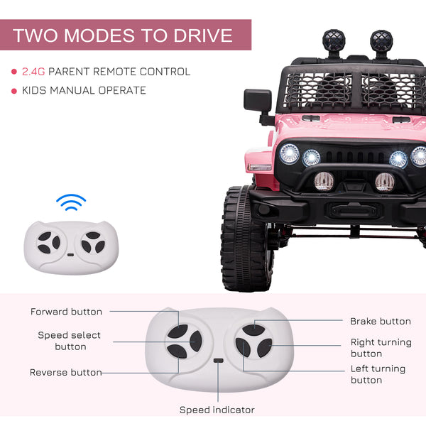 12V Electric Off-Road Truck with Remote Control, Pink
