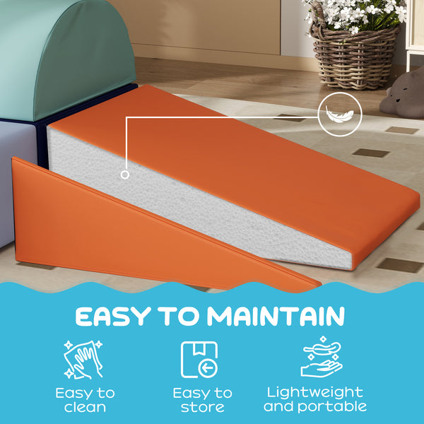 6-piece soft play area for children, orange and blue 