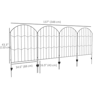 Set of 4 decorative fence panels, black