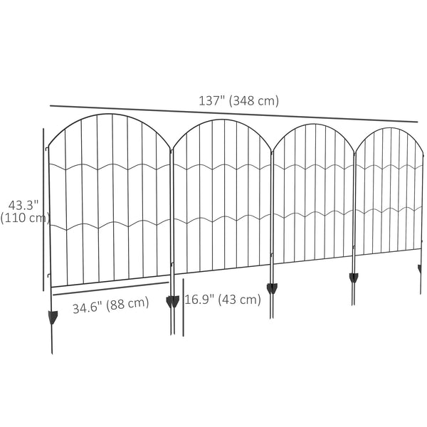 Set of 4 decorative fence panels, black