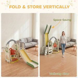 6-in-1 play set with slide and swing, ages 1 to 5