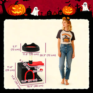 71cm Gothic Cat Tree with Soft Bed, Cozy Cave, Scratching Post and Hanging Ball, Red and Black