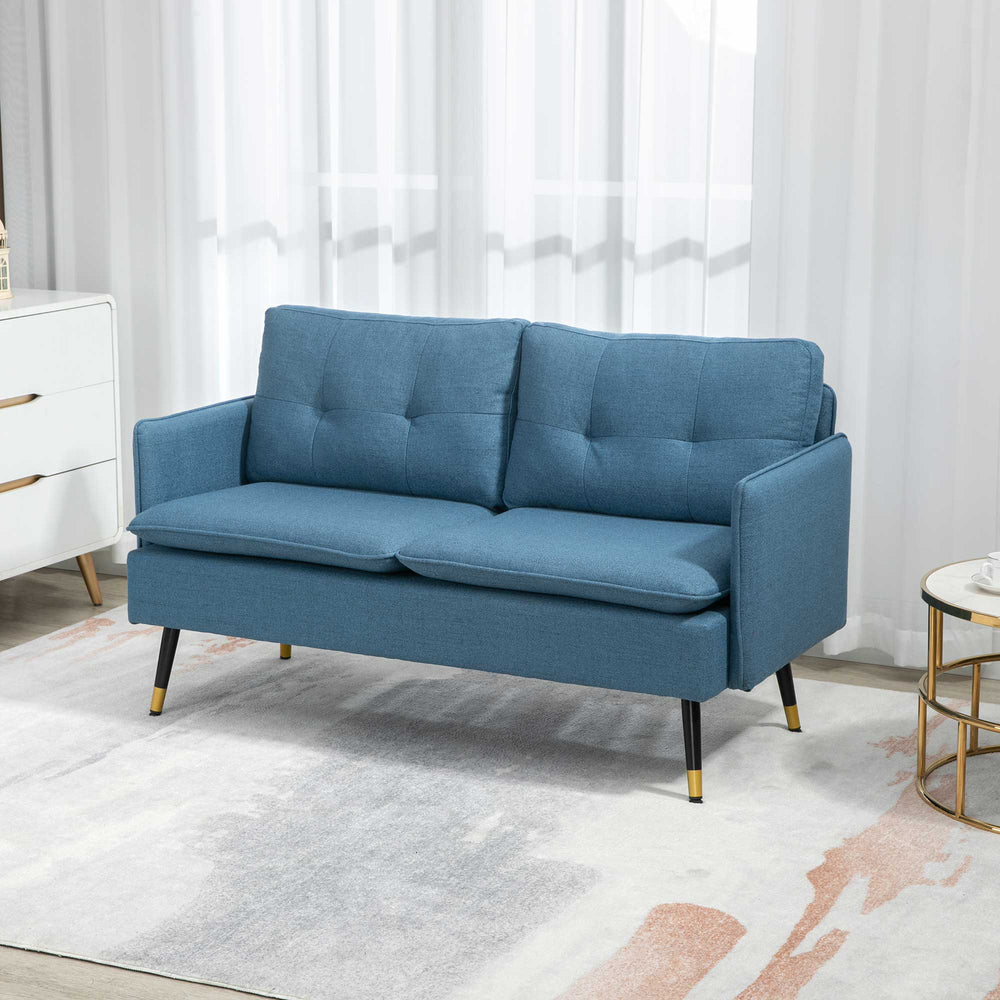 Dark Blue Button Tufted Loveseat Sofa
