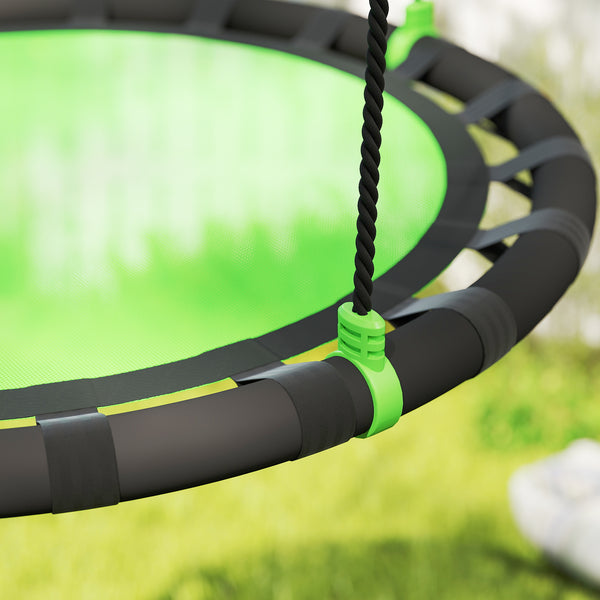 Saucer swing with adjustable suspension ropes, green