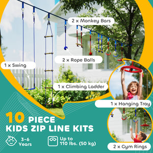 Ninja Warrior Obstacle Course with Swing, Monkey Bars, Climbing Ladder