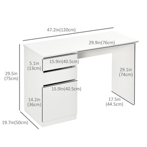 Modern Computer Desk with Storage Drawer and Cabinet, White