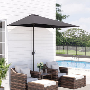 8-foot half-round parasol, grey