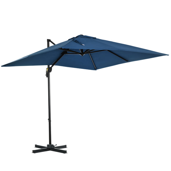 8-foot square cantilever parasol with 360° rotation, dark blue