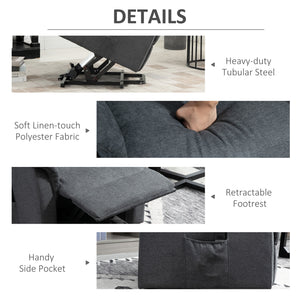 Electric Recliner Lift Chair with Remote Control and Side Pocket, Grey