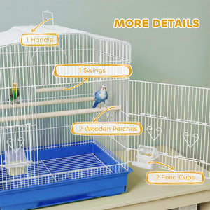 23-in. bird cage with perches, blue