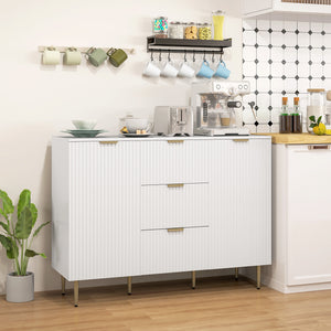 Sideboard with 3 drawers and adjustable shelves, white
