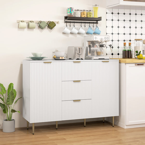 Sideboard with 3 drawers and adjustable shelves, white