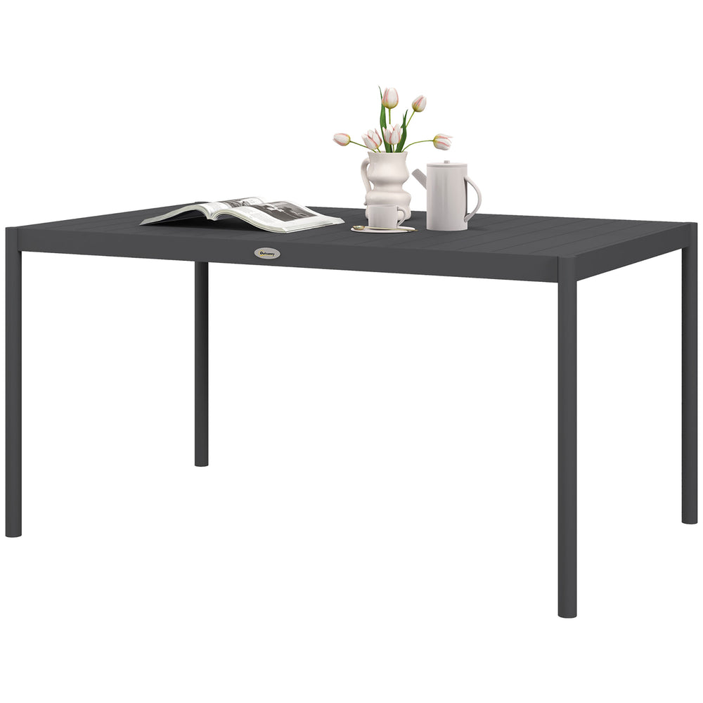 Garden table with aluminum frame, dark grey