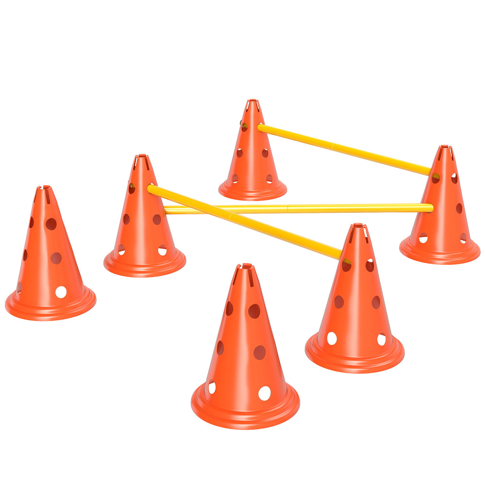 Set of agility cones and hurdles for dogs, orange